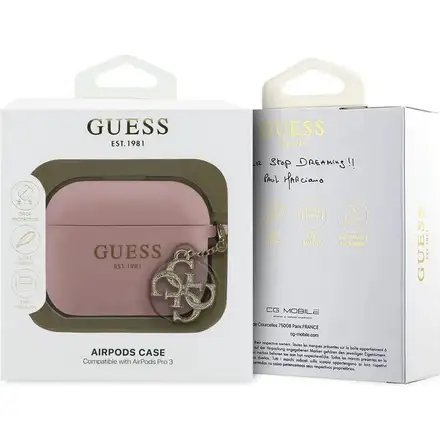 Guess 4G Charm Silikonové Pouzdro pro AirPods 3 Pro růžové