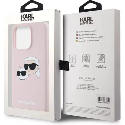 Karl Lagerfeld Liquid Silicone Double Heads MagSafe kryt iPhone 15 Pro Max růžový