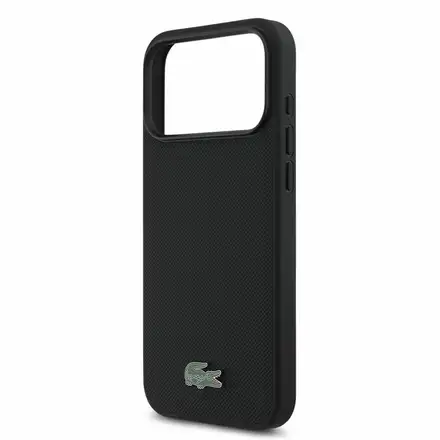 Lacoste Iconic Petit Pique Metal Logo MagSafe kryt iPhone 18 Pro Max černý