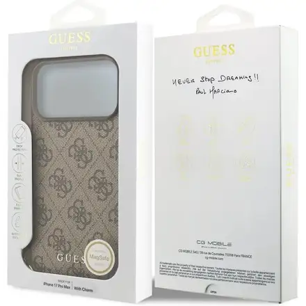 Guess 4G Charm MagSafe kryt iPhone 17 Pro hnědý