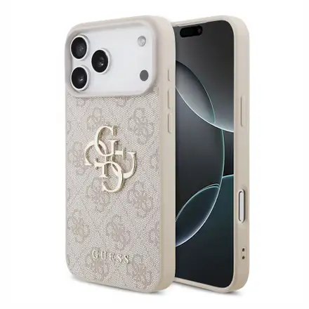 Guess PU 4G Metal Logo kryt iPhone 18 Pro Max růžová