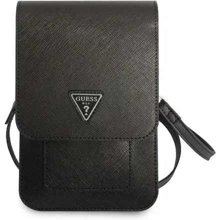 Guess PU Saffiano Triangle Logo Taška na Telefon černá