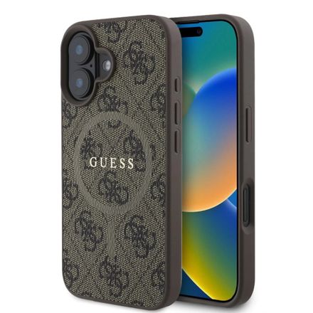 Guess PU Leather 4G Colored Ring MagSafe kryt iPhone 16 hnědý