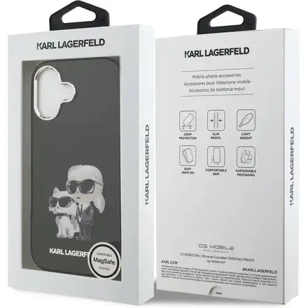 Karl Lagerfeld IML Aquarelle Karl and Choupette kryt iPhone 17 černý