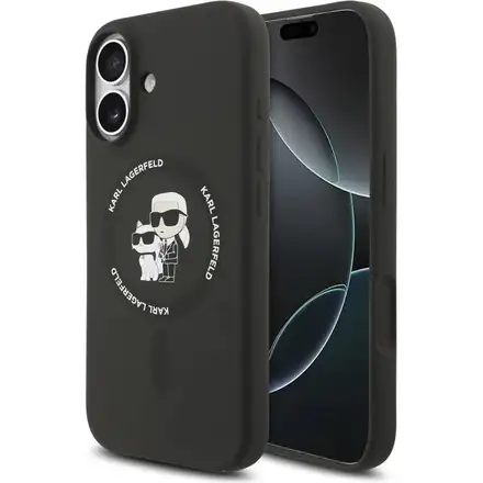 Karl Lagerfeld Liquid Silicone Karl and Choupette MagSafe kryt iPhone 17 černý
