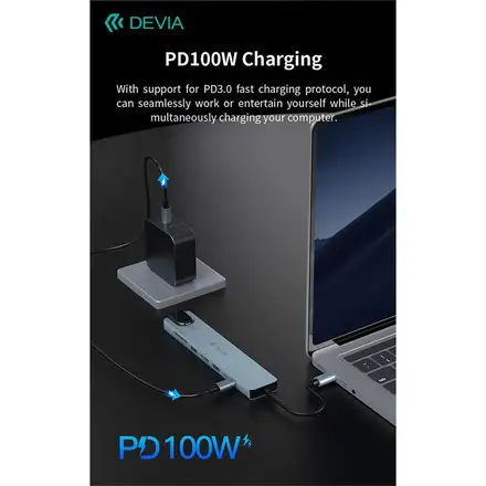 Devia USB-C Hub Pro 8 in 1 EC706-Deep Gray