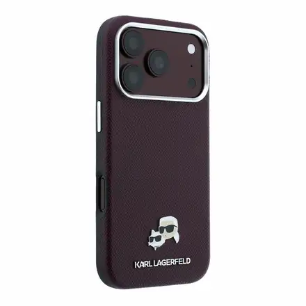Karl Lagerfeld PU Grained Semi Wrap K&CH Heads Magsafe kryt iPhone 18 Pro Max tmavě červená