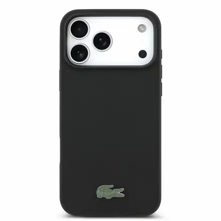 Lacoste Iconic Petit Pique Metal Logo MagSafe kryt iPhone 18 Pro Max černý