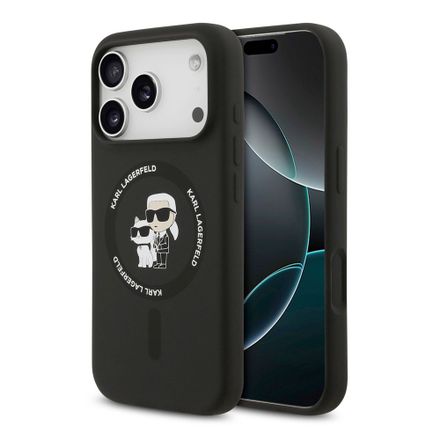 Karl Lagerfeld Liquid Silicone Karl and Choupette MagSafe kryt iPhone 18 Pro Max černý