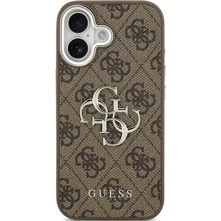 Guess PU Leather 4G Metal Logo Frame kryt iPhone 17 hnědý