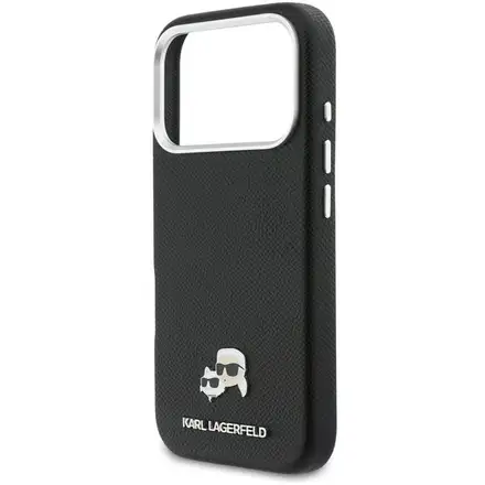 Karl Lagerfeld PU Karl and Choupette Heads Pins MagSafe kryt iPhone 17 Pro Max černý