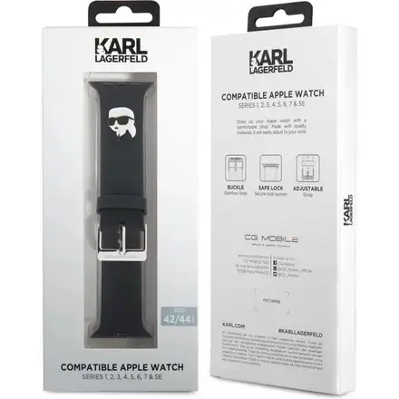 Karl Lagerfeld Karl and Choupette Head NFT Řemínek pro Apple Watch 42/44/45/46/49 černý