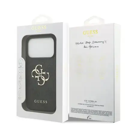 Guess PU 4G Metal Logo kryt iPhone 18 Pro Max šedá