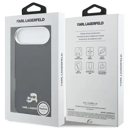 Karl Lagerfeld PU Karl and Choupette Heads Pins MagSafe kryt iPhone Air černý