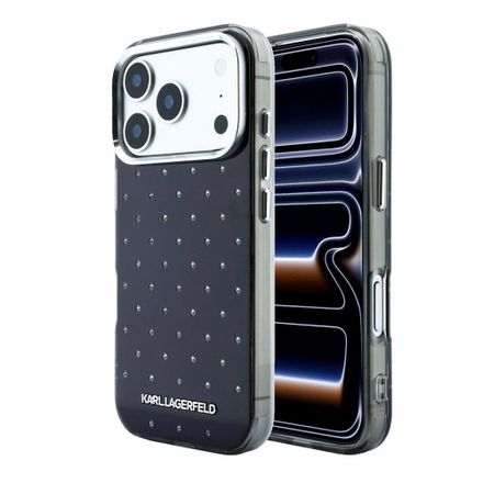 Karl Lagerfeld IML Rhinestones Allover kryt iPhone 18 Pro Max černá