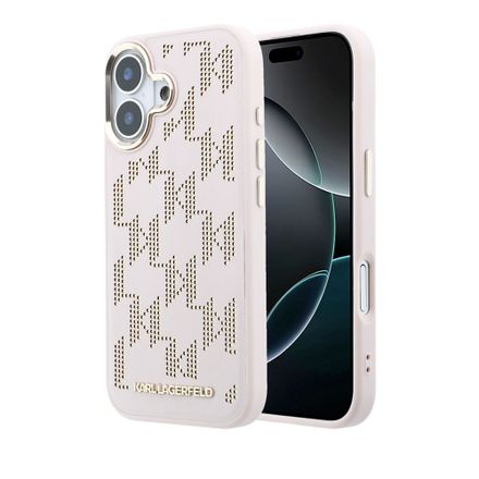 Karl Lagerfeld PU Perforated Monogram MagSafe MagSafe kryt iPhone 17 růžový