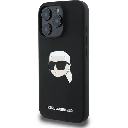 Karl Lagerfeld Liquid Silicone Karl Head MagSafe kryt iPhone 16 Pro černý