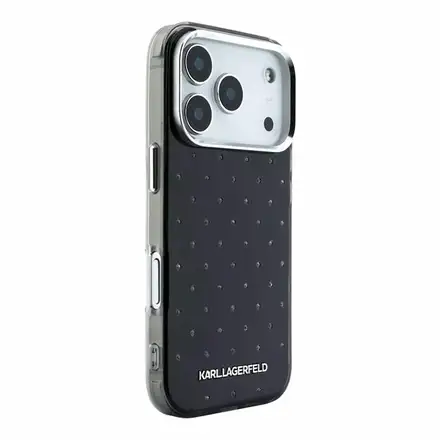 Karl Lagerfeld IML Rhinestones Allover kryt iPhone 18 Pro černá