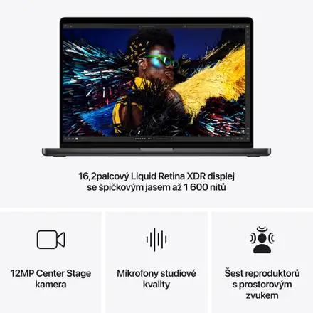 MacBook Pro 16" Apple M4 Max 14core CPU 32core GPU 36GB 1TB Vesmírně černý CZ