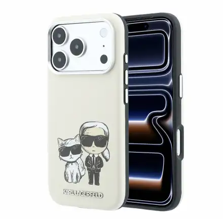 Karl Lagerfeld PU Semi Wrap Smooth Sketch Bodies Magsafe kryt iPhone 18 Pro Max béžový