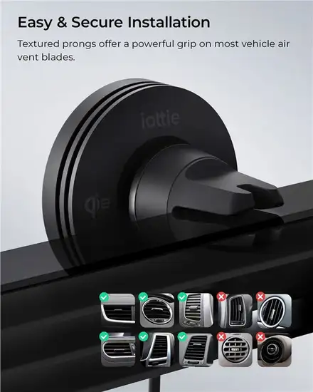iOttie Velox MagSafe Qi2 Wireless Air Vent Mount - Black