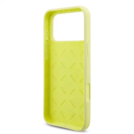Guess Liquid Silicone 4G Metal Logo kryt iPhone 17 Pro Max žlutý