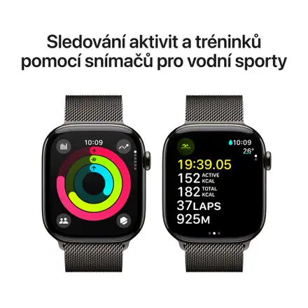 Apple Watch Series 10 GPS + Cellular 46mm Břidlicově šedý titan s břidlicově šedým milánským tahem - S/M
