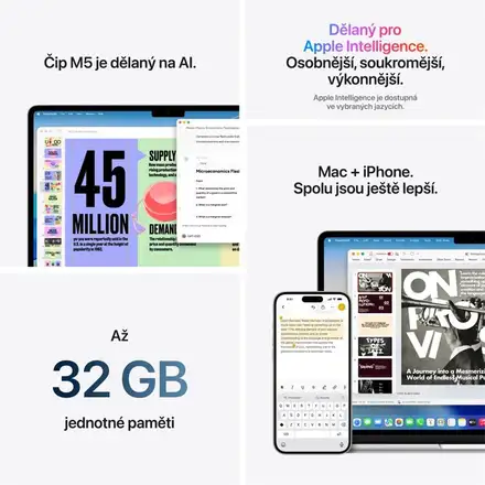 MacBook Air 13" Apple M5 10core CPU 10core GPU 32GB 1TB Hvězdně bílý CZ