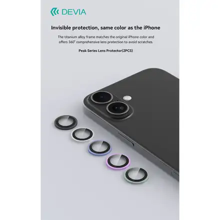 Devia Peak Series Lens Protector pro iPhone 16/16 Plus - Black