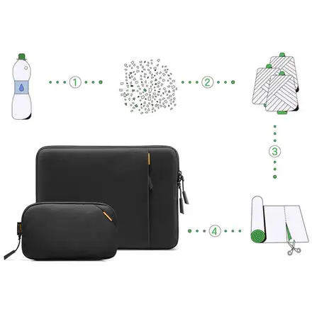 Tomtoc pouzdro Recycled Sleeve with Pouch pro Macbook Pro 14" M1/M2/M3-Black