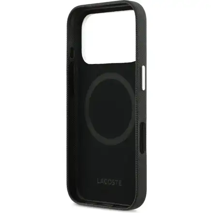 Lacoste Iconic Petit Pique Metal Logo MagSafe kryt iPhone 17 Pro Max černý