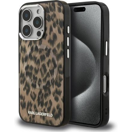 Karl Lagerfeld IML Leopard MagSafe kryt iPhone 16 Pro hnědý