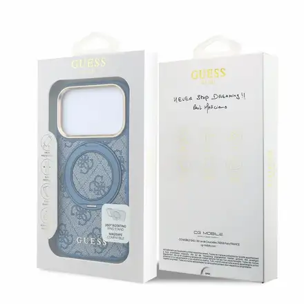 Guess PU 4G Ring Stand MagSafe kryt iPhone 18 Pro Max růžový