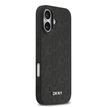 DKNY PU Leather Grid Pattern Magsafe kryt iPhone 17 černý