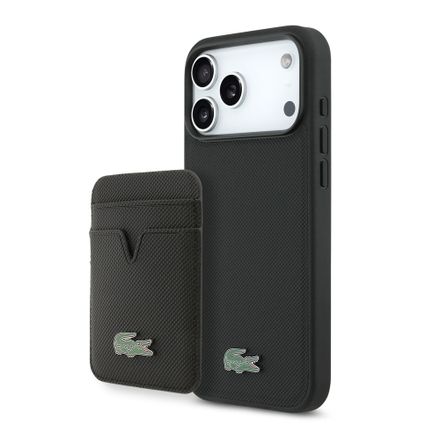 Lacoste Iconic Petit Pique MagSafe Kryt + Peněženka iPhone 18 Pro Max černý