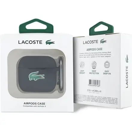 Lacoste Liquid Silicone Croc Logo Pouzdro pro AirPods 4 černé
