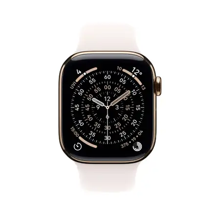 Apple Watch Series 11 GPS + Cellular 42mm Zlatý titan se světle ruměným sportovním řemínkem - M/L