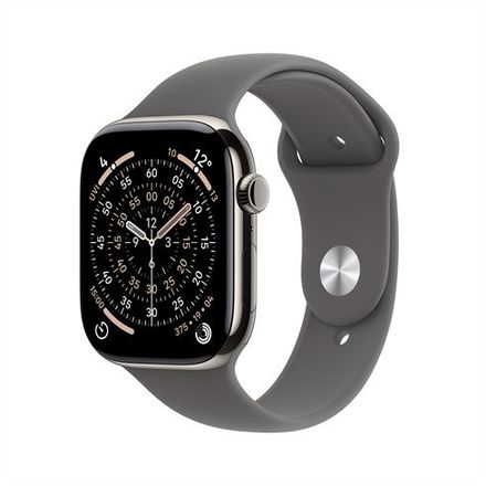 Apple Watch Series 11 GPS + Cellular 42mm Přírodní titan se skálově šedým sportovním řemínkem - S/M