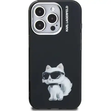 Karl Lagerfeld IML Aquarelle Choupette kryt iPhone 15 Pro Max černý