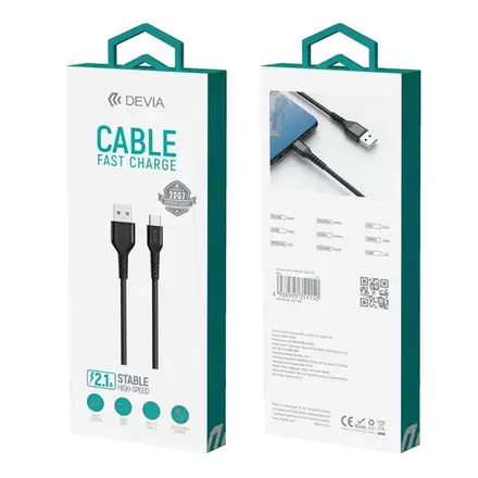 Devia kabel USB-A to USB-C Gracious Woven Cable 2m - Black