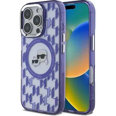 Karl Lagerfeld IML Monogram K&CH Heads MagSafe kryt iPhone 16 Pro Max fialový