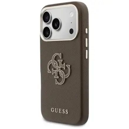 Guess PU Resin Logo kryt iPhone 17 Pro Max hnědý