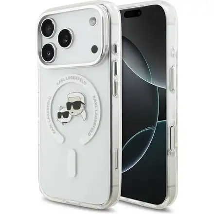 Karl Lagerfeld IML K&CH Heads Metal Frame MagSafe MagSafe kryt iPhone 17 Pro průhledná