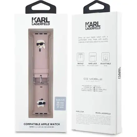 Karl Lagerfeld Karl and Choupette Head NFT Řemínek pro Apple Watch 42/44/45/46/49 růžový