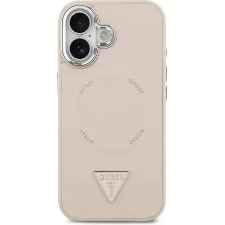 Guess PU Leather Triangle Logo MagSafe kryt iPhone 17 růžový