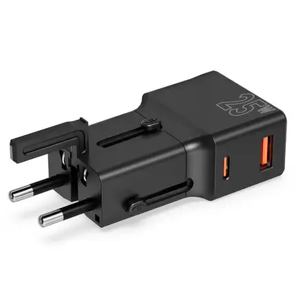 Mobile Origin 25W Travel Adapter (EU/US/UK/AU) - Black