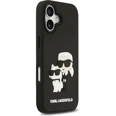 Karl Lagerfeld 3D Rubber Karl and Choupette kryt iPhone 17 černý