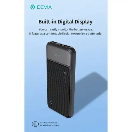 Devia PowerBank Smart Series s digitálním displejem PD 20W 10000 MAH-BLACK