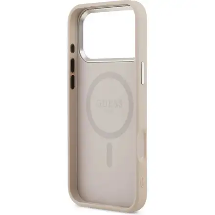 Guess PU Leather Triangle Logo MagSafe kryt iPhone 17 Pro růžový