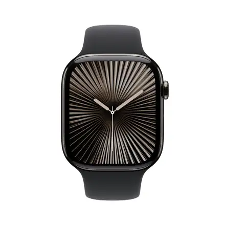Apple Watch Series 10 GPS + Cellular 46mm Břidlicově šedý titan s černým sportovním řemínkem - S/M